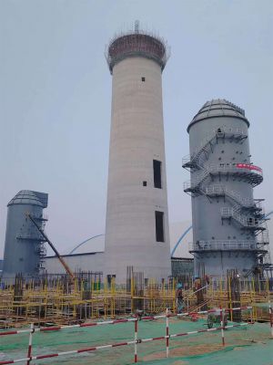 150米双筒烟囱新建