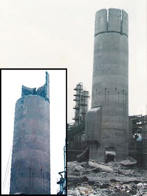 混泥土烟囱分片拆除